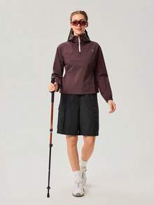 OutZeal Women Outdoor Jacket Daily Jacket Water-Resistant Hooded Tops - Red Violet - View 9