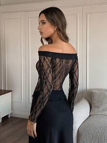 HautHeat Sexig, skir spets-off shoulder-top - Multifärgad - Visa 2