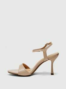 CUCCOO BIZCHIC Zapatos de mujer nuevos para primavera y verano, de color albaricoque, con puntera redonda, tacón fino y alto, correa de tobillo. Sandalias de tacón alto versátiles, cómodas y de moda para uso diario. - Albaricoque - Ver 10