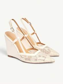 CUCCOO CHICEST Giày cao gót mũi nhọn màu đỏ tía, đế dày, thanh lịch dành cho nữ, thích hợp cho tiệc Giáng sinh, năm mới hoặc buổi hẹn hò. - Màu be - Xem 8