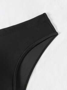 Manfinity Swimmode Bañador de triángulo hueco para hombre para vacaciones de verano, playa y piscina - Negro - Ver 5