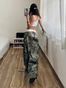 StreetHx Women's All-Over Print Contrast Waistband Casual Wide Leg Jeans - Multicolor - View 2