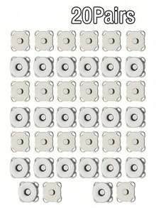 4对/10对/20对 DIY 磁性纽扣，梅花形手工缝制磁性扣，18mm 纽扣 - 銀色 - 查看 12