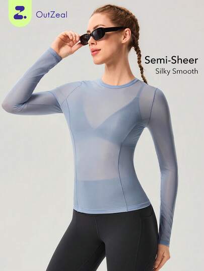 OutZeal Women Outdoor Tee Daily Casual Lightweight Semi‑Sheer Stretchy Long Sleeve Tee