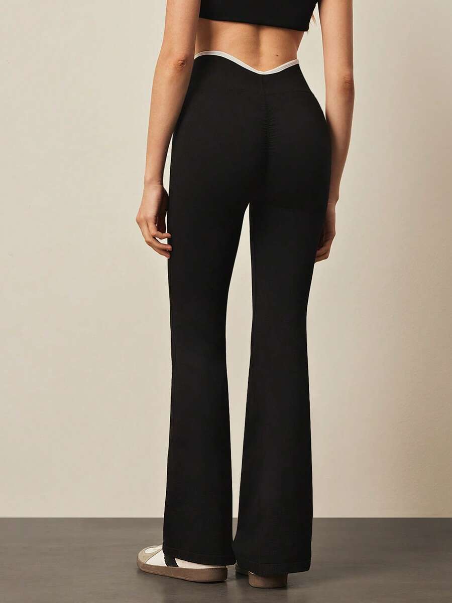 SHEIN Dewbera Quần legging thể thao cạp cao không đường may, nâng mông - màu đen - Xem 1
