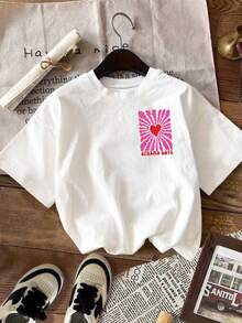 DrmWander 大码女式三叶草印花圆领短袖休闲百搭T恤 - 白色 - 查看 2