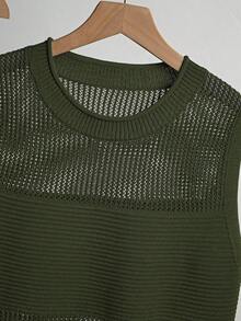 Franclia 女士夏季度假休闲镂空针织背心和裙子两件套 - 軍綠色 - 查看 3