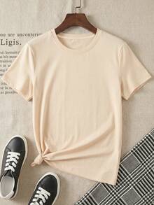 INAWLY 时尚图案印花圆领短袖女式 T 恤，百搭街头服饰 - 黃色 - 查看 2