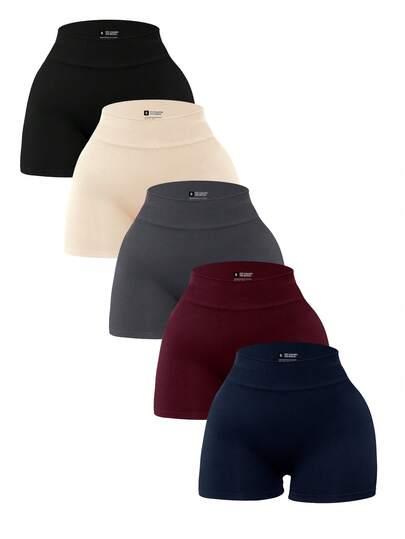 Velisys Women's Casual Sports Solid Color Ribbed Butt-Lifting Shorts