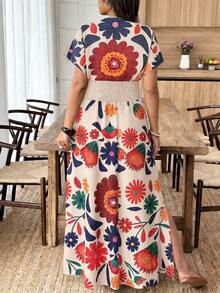 Selianne 大码女式波西米亚印花连衣裙，度假风 - 彩色 - 查看 6