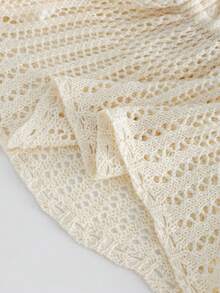 Breezaya New Spring/Summer European & American Style Beige Minimalist Cinched Waist Soft & Elegant Knit Top And Hollow Design Skirt Two Pieces Set, Versatile For Commuting, Business Meetings, Luxury Evening Events - Beige - View 11