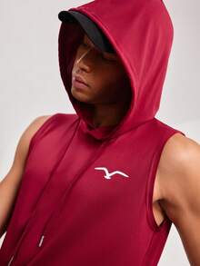 Driftmere 男士海鸥印花抽绳连帽衫，休闲款 - 酒紅色 - 查看 8