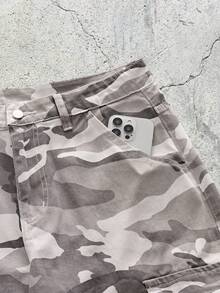EVRINFINITE 1pc Justice Brother Street Camouflage Casual Multi-Pocket Loose Fit Wide Leg Men's Jeans Pants, Fashion Brand,Baggy Fit, Oversized Jeans - Multicolor - View 5