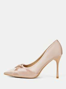 CUCCOO HITCHD Women's Fashionable Elegant Faux Pearl White Satin Pointed Toe High Heel Pumps, Suitable For Banquet, Wedding, Commute, Date, Christmas Party Valentine's Day Elegant Shoes Wedding Shoes - Pink - View 7