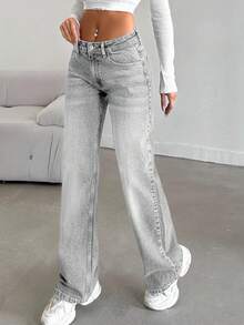 SHEIN LOW RISE STRAIGHT CYT WOMEN BLUE JEAN - Grey - View 5