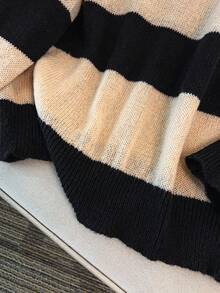 Juhart Suéter de talla grande con bloques de color y rayas, informal para otoño e invierno, jersey de punto - Multicolor - Ver 6