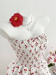 Elamini Summer New Arrival Dress, Sweet Heart & Cherry Print Cake Skirt - Multicolor - View 5