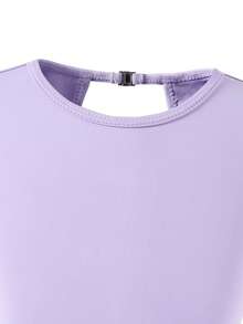 Young Girl Elegant & Cute Flutter Sleeve Professional Ballet Dance Leotard Training Outfit With Skirt, Activewear - Mauve Purple - View 5