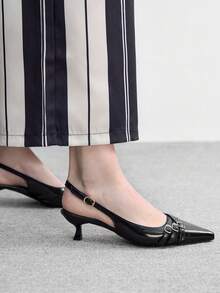 CUCCOO BIZCHIC Casual Minimalist Solid Color Pointed Toe Women Pumps Valentine's Day - Black matt - View 5