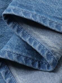 DAZY Women's Lace-Up Cake Skirt, Casual Sleeveless Long Denim Dress Summer - Medium Wash - View 8