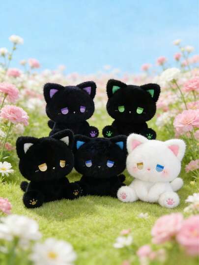 POKOJA LAND Cute Kitten Plush Doll, Plush EMO Cat Doll, A Variety Of Colors And Styles Are Available, Gradient Color Eyes Mixed Color Kitten, Soft Fabric Material, Is An Exquisite Plush Gift For Friends, Girlfriends, Boyfriends Or Family Members, Is The First Choice For Birthday Gifts And Holiday Gifts, Bed Decorations