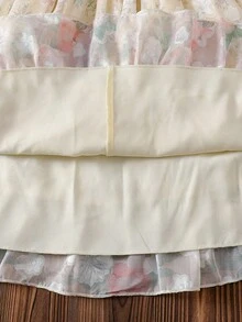 少女夏季碎花荷叶边A字连衣裙，宽松版型，适合日常外出、休闲聚会、家庭派对以及与朋友的下午茶。 - 彩色 - 查看 5