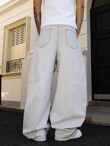 Manfinity ZONE917 Men's Casual Versatile Everyday Carry Pocket Button Fly Straight Leg Jeans - Grey - View 2