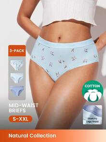 LUVLETTE 3条装纯棉中腰三角裤女士内裤套装 - 彩色 - 查看 1