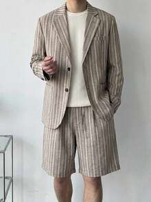 DAZY Conjunto de camisa de manga corta y pantalones cortos para hombre, gris, verano - Gris - Ver 1