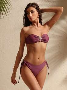 Swim Vcay 2026SS Neue Damen Bademode Ankunft für Urlaub, Date, Western, Kreuzfahrt, Strand, Insel, Roadtrip, alle Jahreszeiten, Musikfestival, Boho Urlaub, Damen Sommer Strand Metall Seestern Dekor Bandeau Sexy Bikini Bademode Set Bikini Bandeau Bandeau Bikini Set Tie Bikini Set Gerüschter Bikini Push-Up Bikinis Set für Damen Badeanzug für Damen Set Bikini Bademode Set Bademode für Damen Set Reißverschluss Bademode Frühling Sommer Auswahl Bademode Damen Seestern Detail Bademode Damen Bademode 2 Teile Bikinis für Damen Sets Y2k Bademode Damen Bademode - Verschiedenfarbig - Übersicht 6
