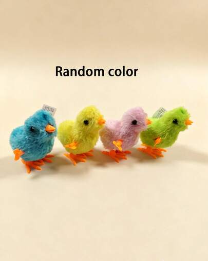 MINKOJA 随机颜色#4件装#发条小鸡#跳跃玩具#会动的毛绒玩具#儿童玩具#互动小鸡