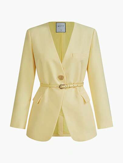 ZEYLAH STRUCTURED SINGLE BUTTON BELTED BLAZER,VALENTINE'S DAY,SPRING/SUMMER