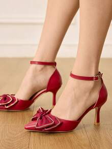 CUCCOO HITCHD Women Pumps Valentine's Day Elegant Shoes - Burgundy - View 6