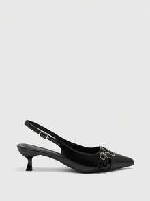 CUCCOO BIZCHIC Casual Minimalist Solid Color Pointed Toe Women Pumps Valentine's Day - Black matt - View 2