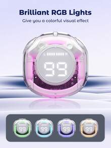 Teckwe 无线耳机，带RGB灯光、降噪功能，轻巧耐用，音质清晰，配备透明充电盒，适合户外通话。 - 均碼 - 查看 3