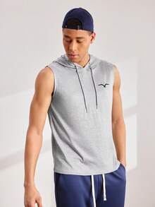 Driftmere Graphic Print Hooded Neck Casual Versatile Tank Top For Men, Summer - Grey - View 1