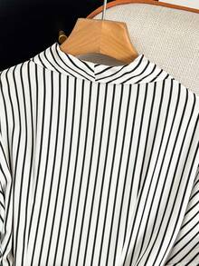 GlowEve Women's Casual Commuter Striped Front Button Mid-Length Dress, Summer - Multicolor - View 6