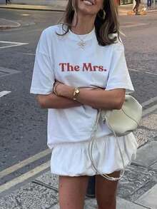 INAWLY MRS T恤 - 定制新娘T恤，送给她的结婚礼物，新婚T恤，新娘送礼会礼物，蜜月上衣，单身派对T恤，妻子 - 白色 - 查看 3