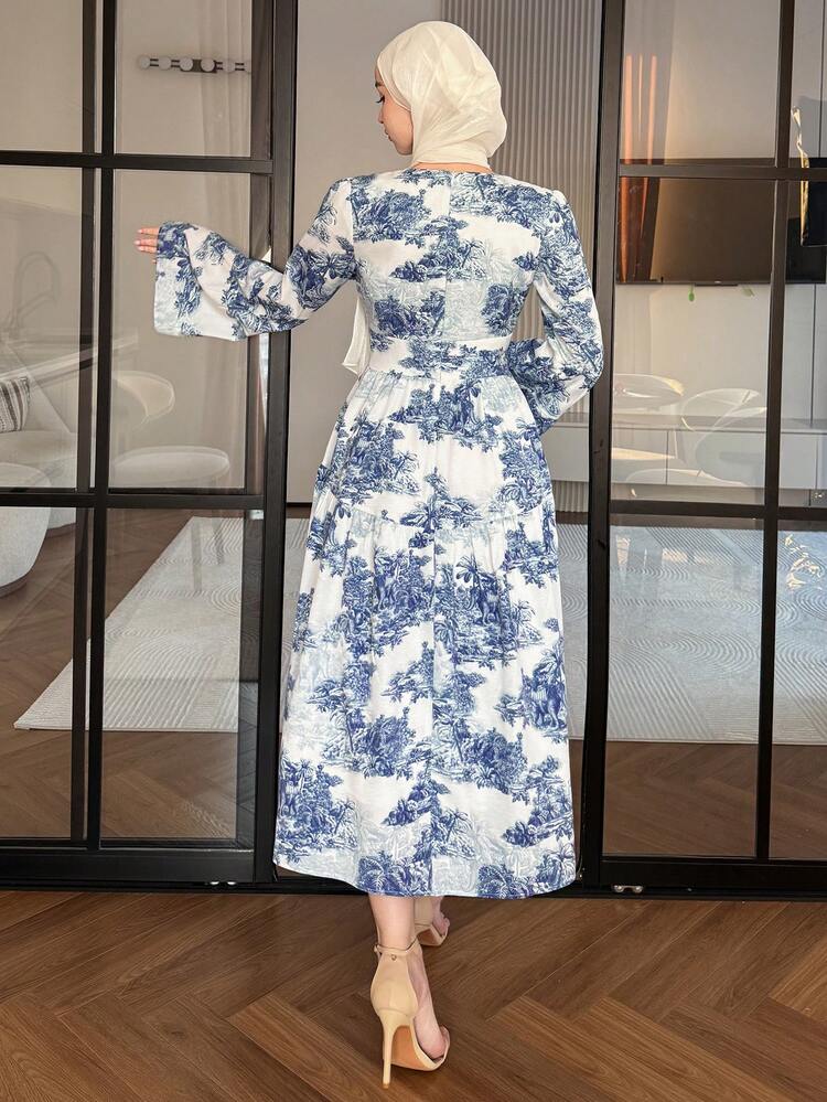 Women's Elegant Ditsy Floral Tie-Waist Fringe Flare Sleeve Mid-Length Dress, Spring/Summer, Wedding Guest Dress Women Dress Sundress Boho