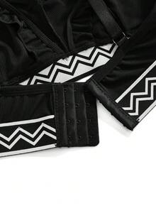 BloomMama Soutien-gorge d'allaitement confortable à motif dentelé noir pour femmes enceintes de grande taille - Noir - Voir 4