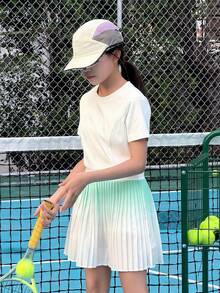Dazy Kids Tween Girl Fall Outfit: Graphic Print Short Sleeve Knit T-Shirt And Skirt Sports Set Summer - White - View 5