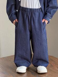 DAZY 男童韩版宽松牛仔套装，夏季 - 藍色 - 查看 9