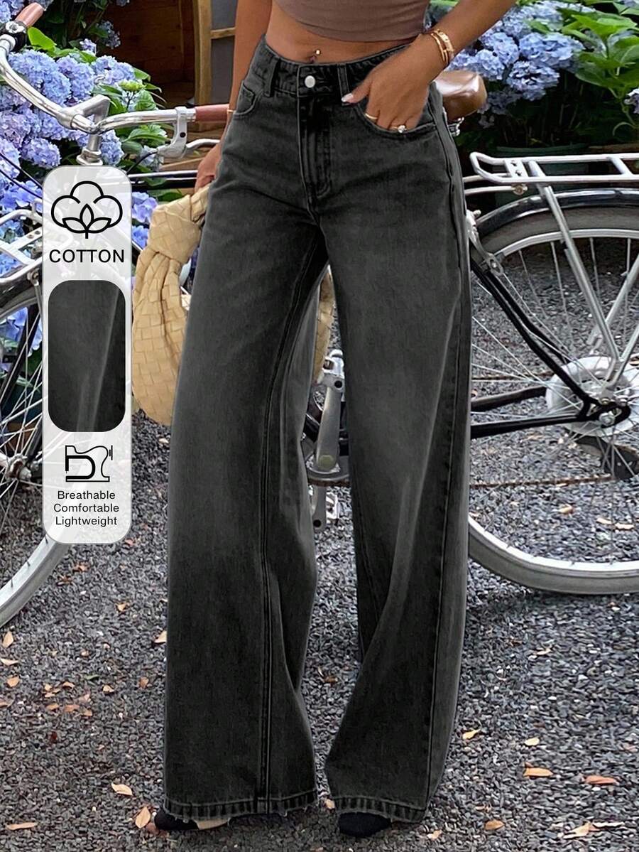 Dazy Tall Tall Women's Casual Straight Leg Jeans - Black - View 1