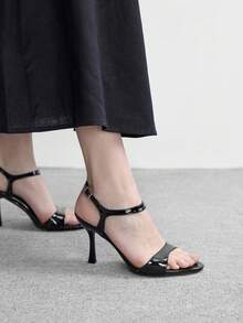 CUCCOO BIZCHIC 女士鞋履 春夏新款黑色圆头细高跟踝带凉鞋 时尚舒适 百搭通勤凉鞋 女鞋 - 黑色 - 查看 5