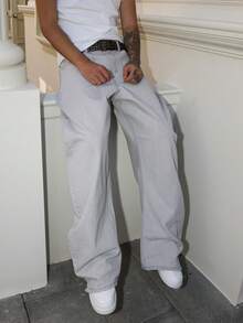 Manfinity ZONE917 Men's Casual Versatile Everyday Carry Pocket Button Fly Straight Leg Jeans - Grey - View 5