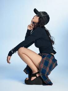 Sugerpunk 女士厚底凉鞋，露趾坡跟拖鞋，时尚鞋履 - 黑色 - 查看 6