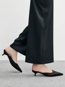 CUCCOO BIZCHIC 黑色尖头细跟套脚高跟鞋，百搭日常通勤女鞋 - 黑色 - 查看 4