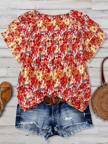 Linhara Plus Size Women Floral Print Romantic Versatile Daily Commute Shirt, Suitable For Spring/Summer - Multicolor - View 2
