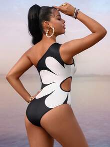 Lureya 女士时尚印花镂空系带褶皱连体裤，扭结腰带设计，青春魅力性感日常穿着，适合春夏晚宴、派对、海滩度假、节假日穿着。 - 彩色 - 查看 3