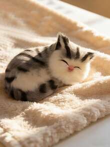 POKOJA LAND Kawaii Mini Sleeping Kitten Plush Toy Velvet Soft Stuffed Animal Decor For Bedroom Desk Car Dashboard Stress Relief Cute Cat Collectible Gift For Women Adults Cat Lovers Valentines Day Present - Pink - View 15